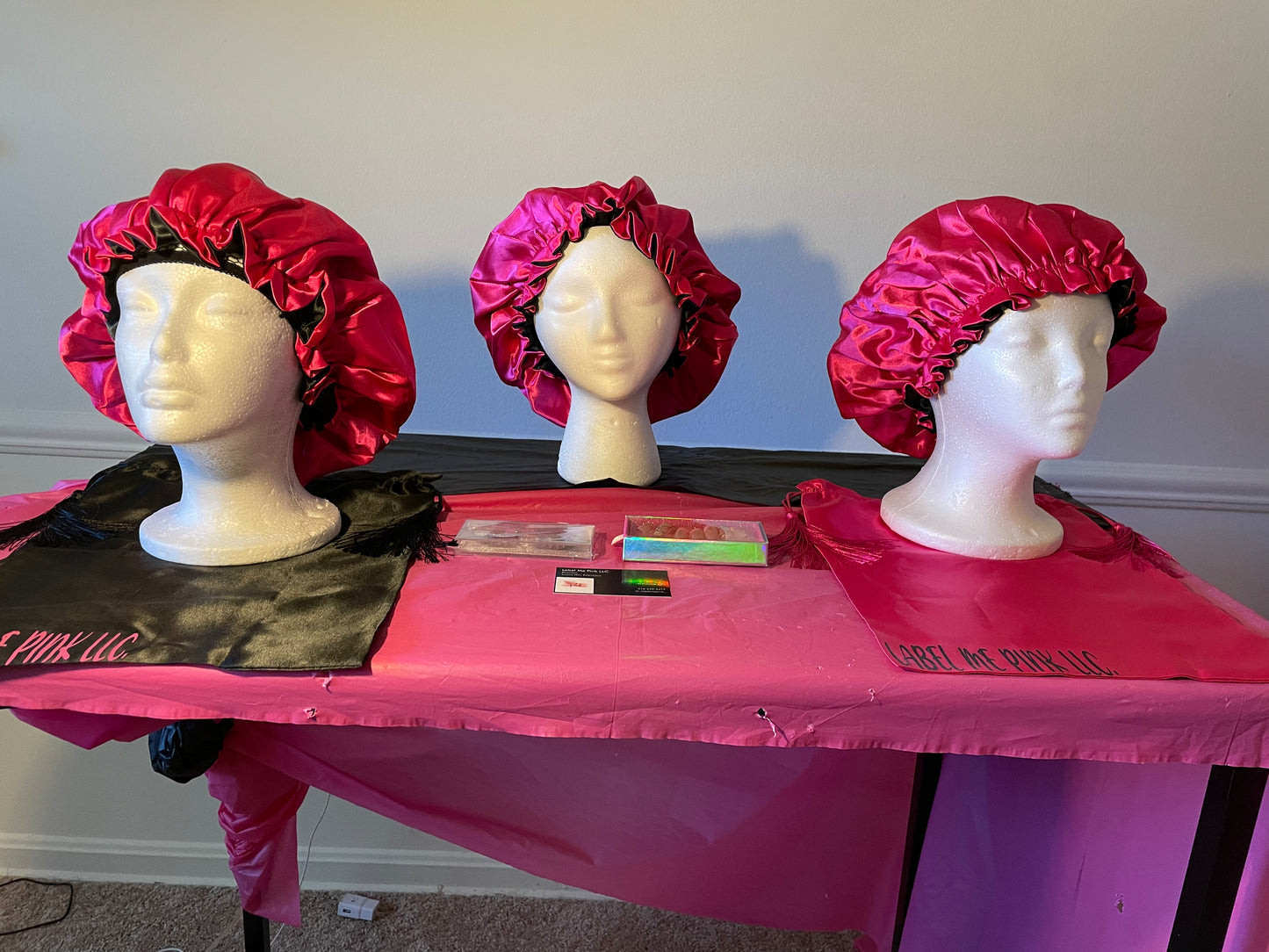 Pink Hair Bonnets
